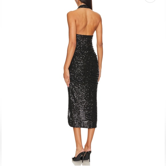 Susana Monaco x Revolve Sequin Halter Dress in Black - Picture 1 of 6